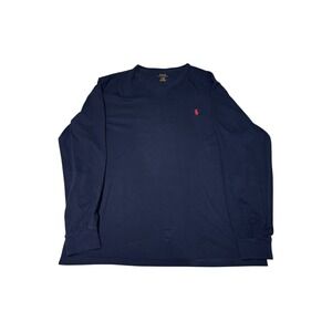 Polo Ralph Lauren Mens Long Sleeve V-Neck T-Shirt‎ Tee Top Red Pony Logo